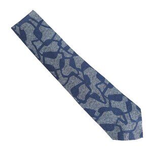 Prima Italy Men Necktie 100% Silk Geometric Blue Gray Black Size 57x3.5 - NWOT